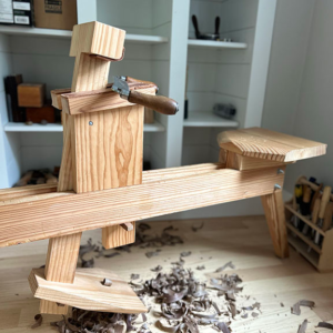 Shaving Horse, draw knife and walnut shavings